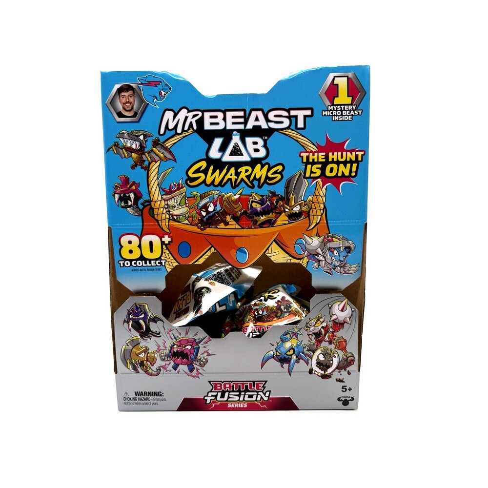 Display Box w/ 4  Mr. Beast Lab Swarms Battle Fusion Mystery Blind Pack Easter